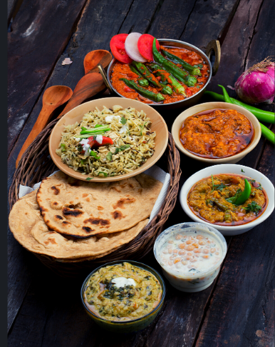Roti, sabzi and daal thali from Mother's Kitchen